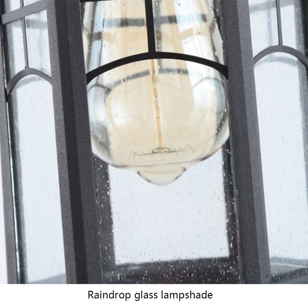 Lampy wiszące na zewnątrz na ganek, latarnia wisząca na zewnątrz w stylu vintage ze szklanym kloszem, czarna aluminiowa oprawa do altany, wejścia, podwórka