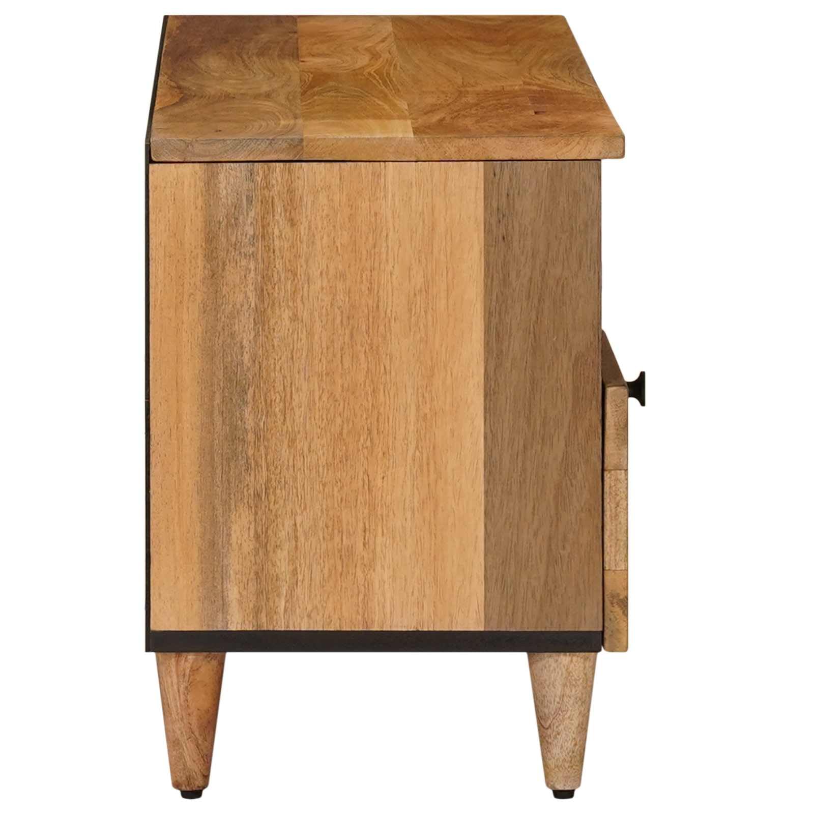 Mobile TV in legno massello di mango naturale, 100 x 33 x 46 cm, con ripiano e cassetti, per soggiorno, home theater, gaming, CD e DVD