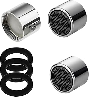 iJiGui 3 Pack Tap Aerator F22, Water Saver Tap Filter Nozzle Faucet Aerator Replacement Parts, Tap Faucet Aerator with Gasket, for Bathrooms and Kitchens(22mm Female Thread)