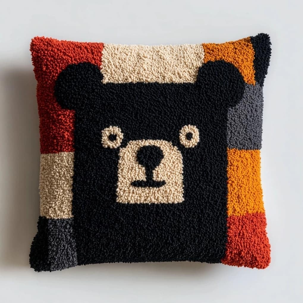 Axiangzik Colorful Bear Diy Latch Hook Pillow Kit,