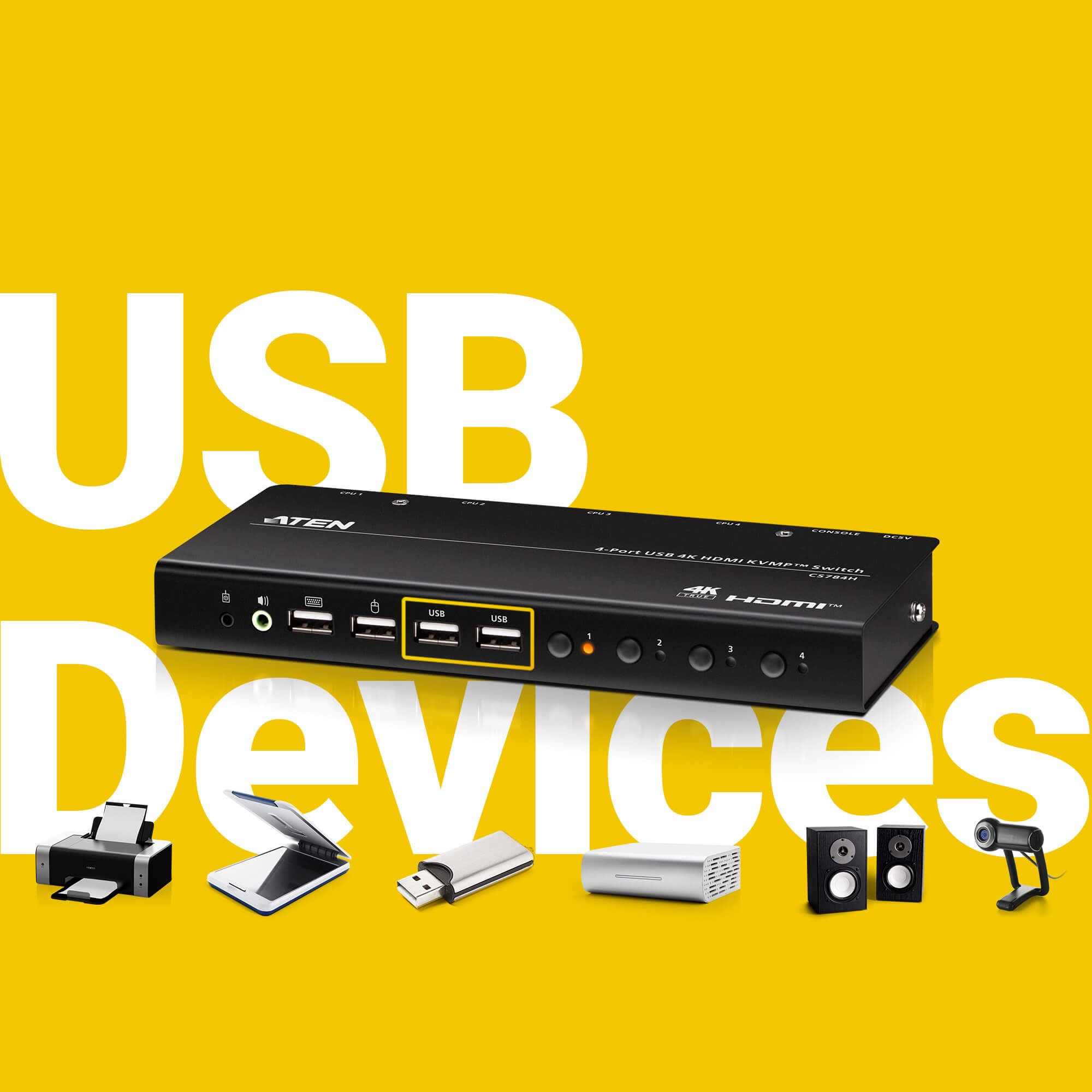 Amazon.co.jp: ATEN CS784H 4ポートUSB HDMI KVMスイッチ - 4K UHD