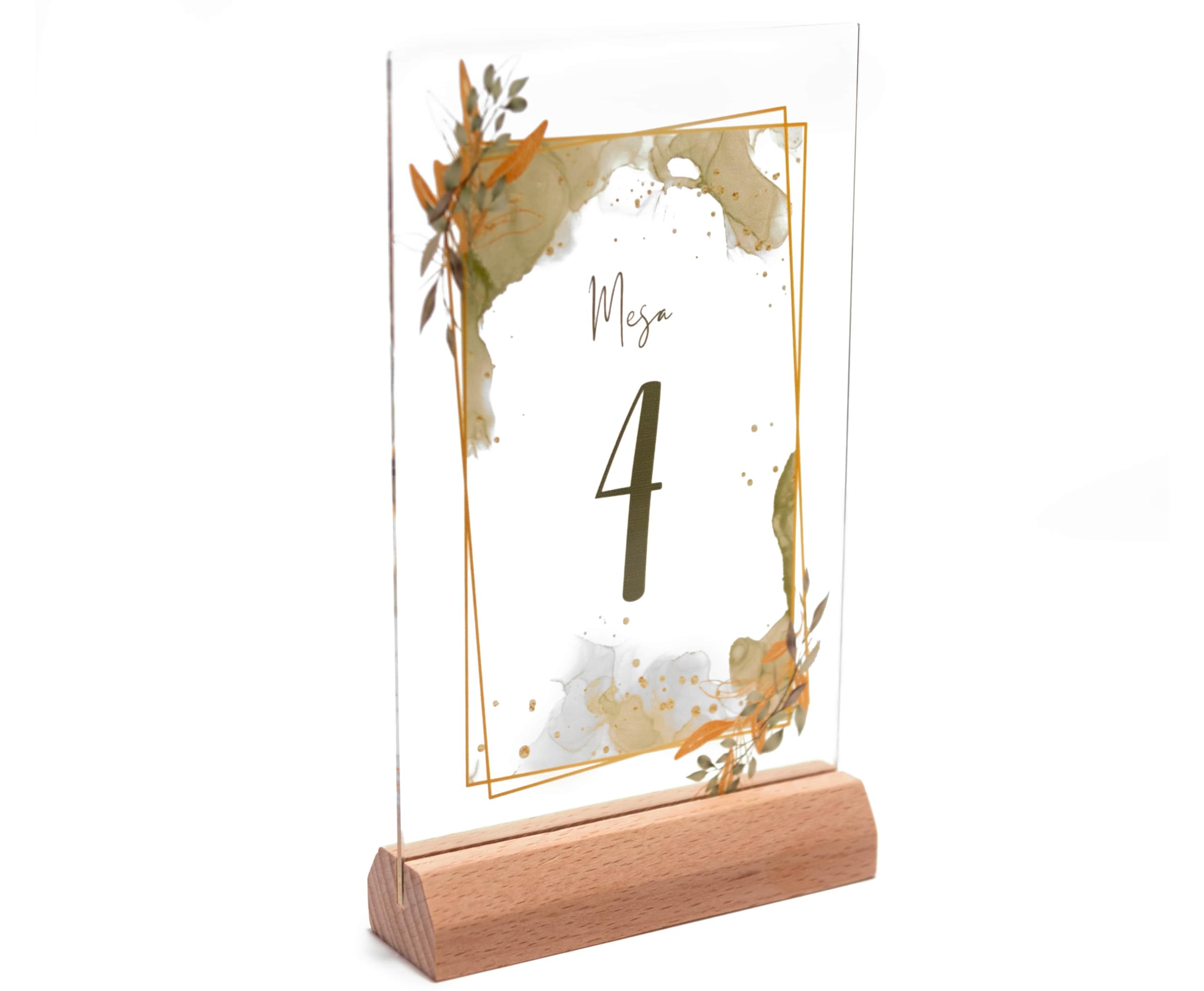 Números para Mesa de Boda 1-25 Hechos con Cristal y Madera, Meseros Boda ¡Sorprende a los Invitados en tu Boda! 10cm x 16cm (1-25)