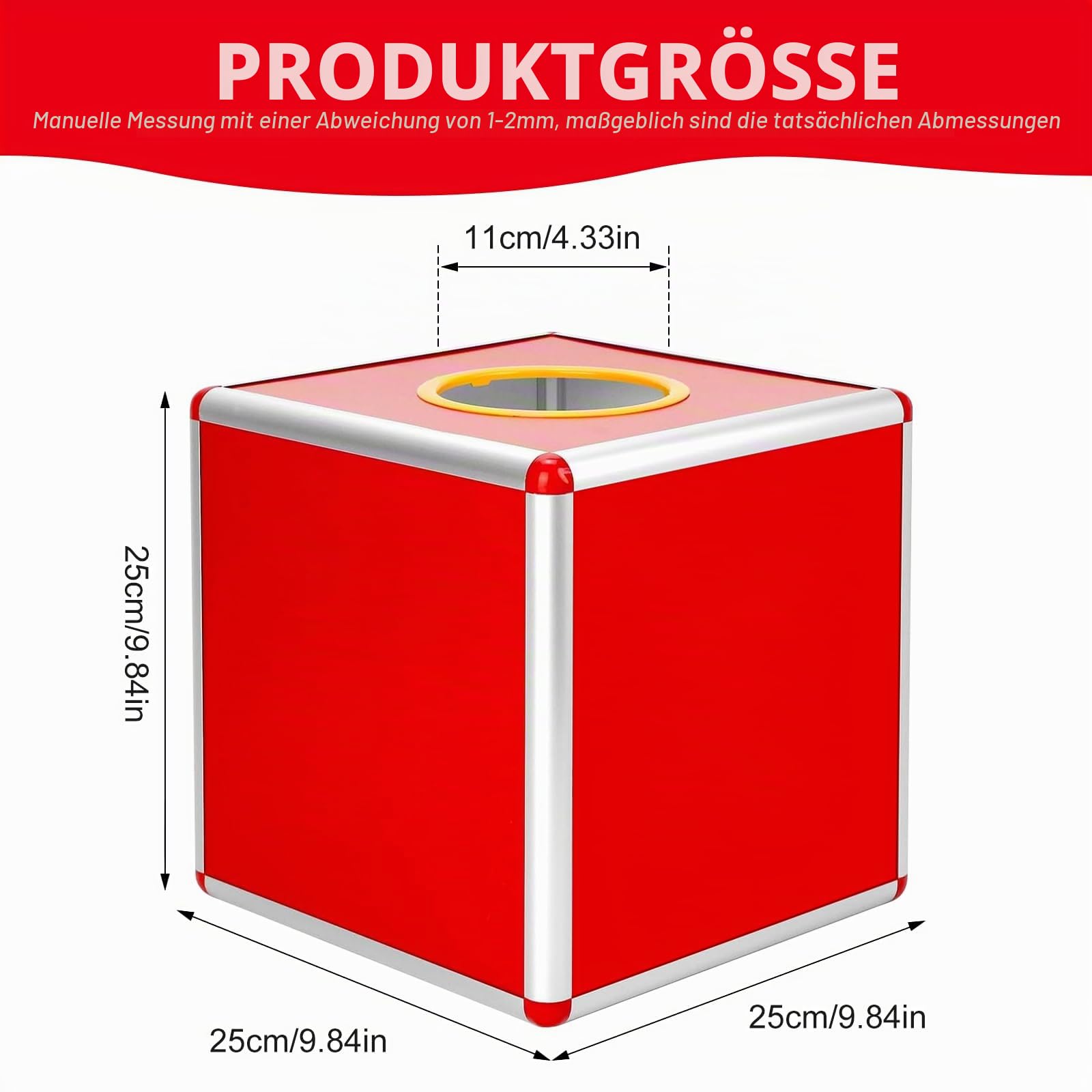 Lotterie-Box, Kasten Lotterie-Box 25cm, Lotteriebox, Tombola-Box, Spendenbox, Wahlurne Für Spenden Abstimmungen Verlosungen, Aluminiumlegierung