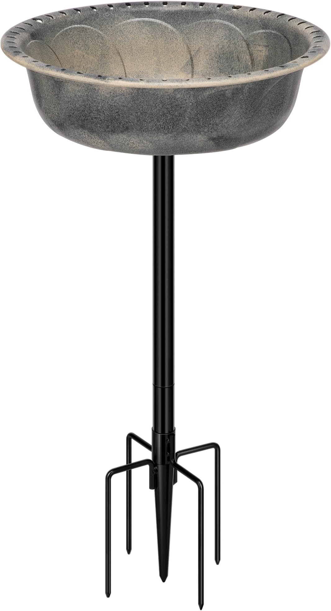 VIVOHOME Polyresin Bird Bath Bowl with Metal Stake, 29 Inch Height Outdoor Freestanding Birdfeeder, Capacity 1.4 Gallons, 5-Pronged Base, Gray
