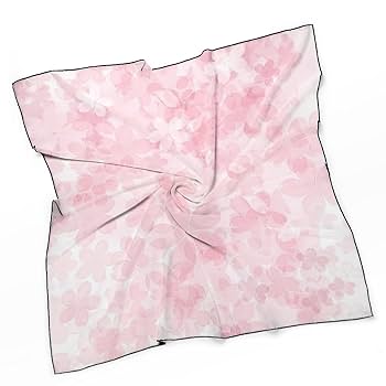 Amazon.co.jp: 絹のスカーフ ピンク 桜の花柄 レディース 春夏用