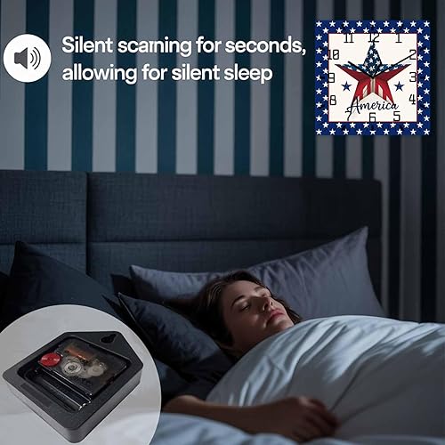 Miniatura 7 de 4th of July Wooden Wall Clock Silent Non Ticking, Square Wall Clock Battery Operated, Decor Clock for Home Office, Living Room, Kitchen, 12 Inch