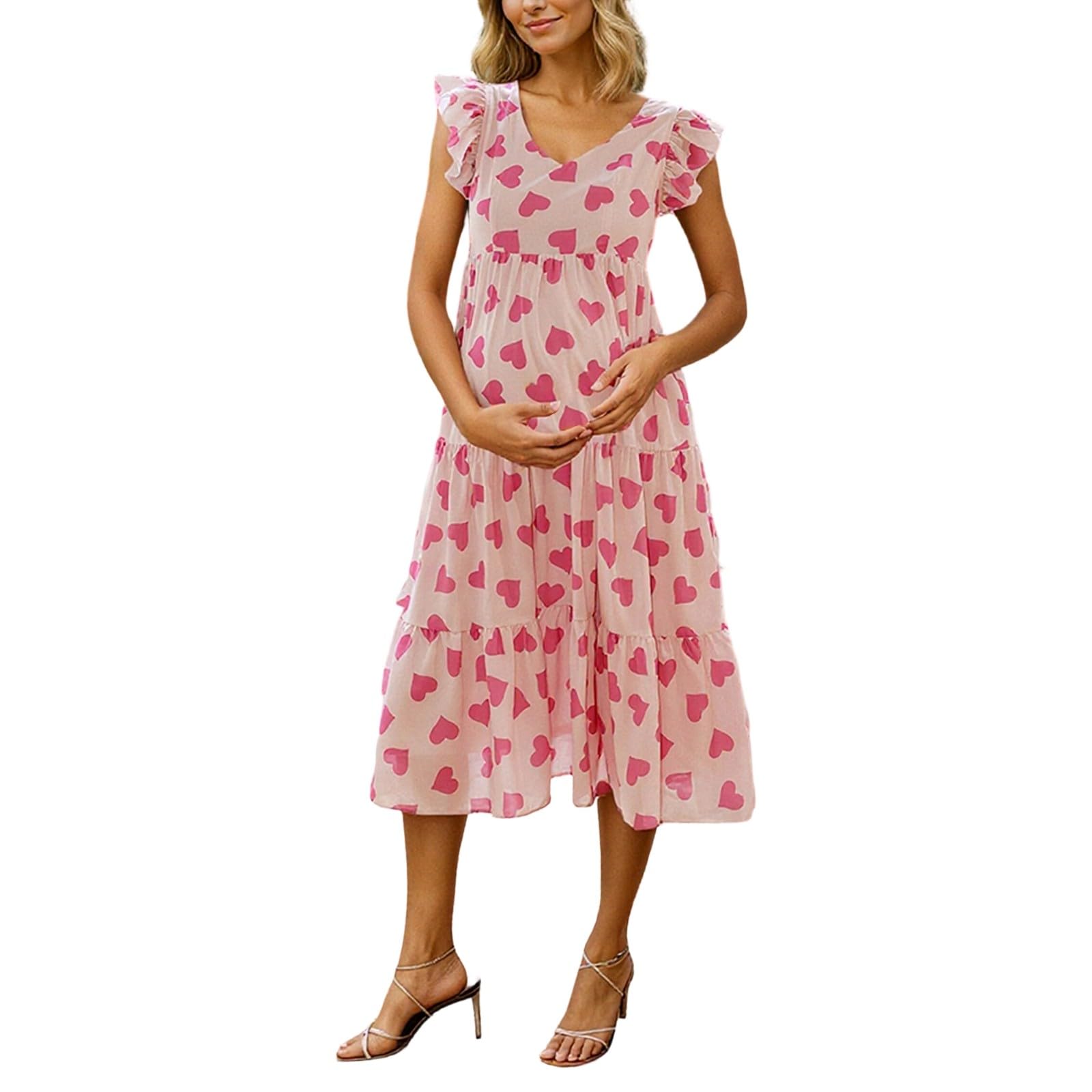 Robe Enceinte Femme Grossesse Ete sans Manches Shooting Ceremonie | Robes Femme Maternité Grande Taille Fashion Leger Fluide Confortable Plage Fête