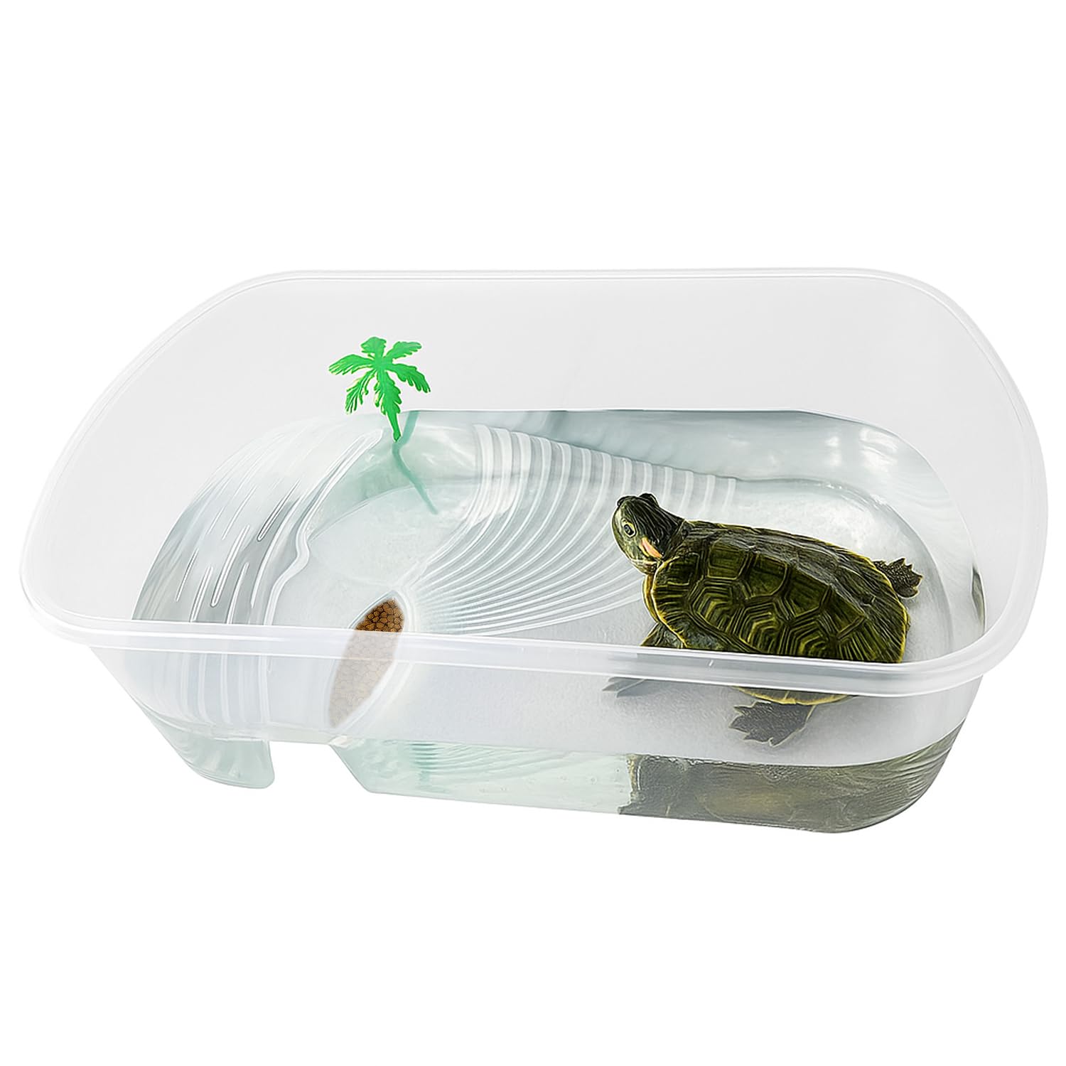 Jainsons Pet Products Aquarium Tank with Platform Plants for Small Turtle(Excluding Accessories) (Large Size turtule Tank(23.5 * 14.5 * 8inc) White