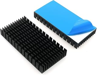 Gokano 4Pcs 80x40x11mm Black Aluminum Heatsinks with Thermal Tape - Cooler for 3D Printer Motors, LEDs, Peltier