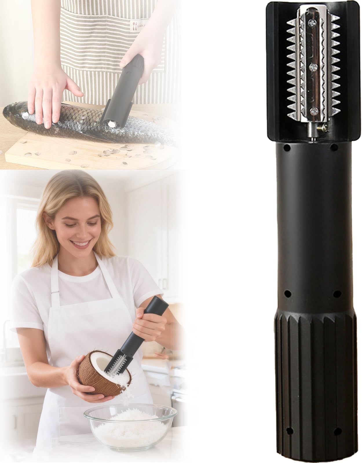 - Electric Coconut Grater Machine, Portable Handheld Wireless Scraper Shredder for Coconut, Cheese, Chocolate & Fish Scales, Non-Slip Anti-Splash Rotating Kitchen Grater, Easy to Clean (Black)