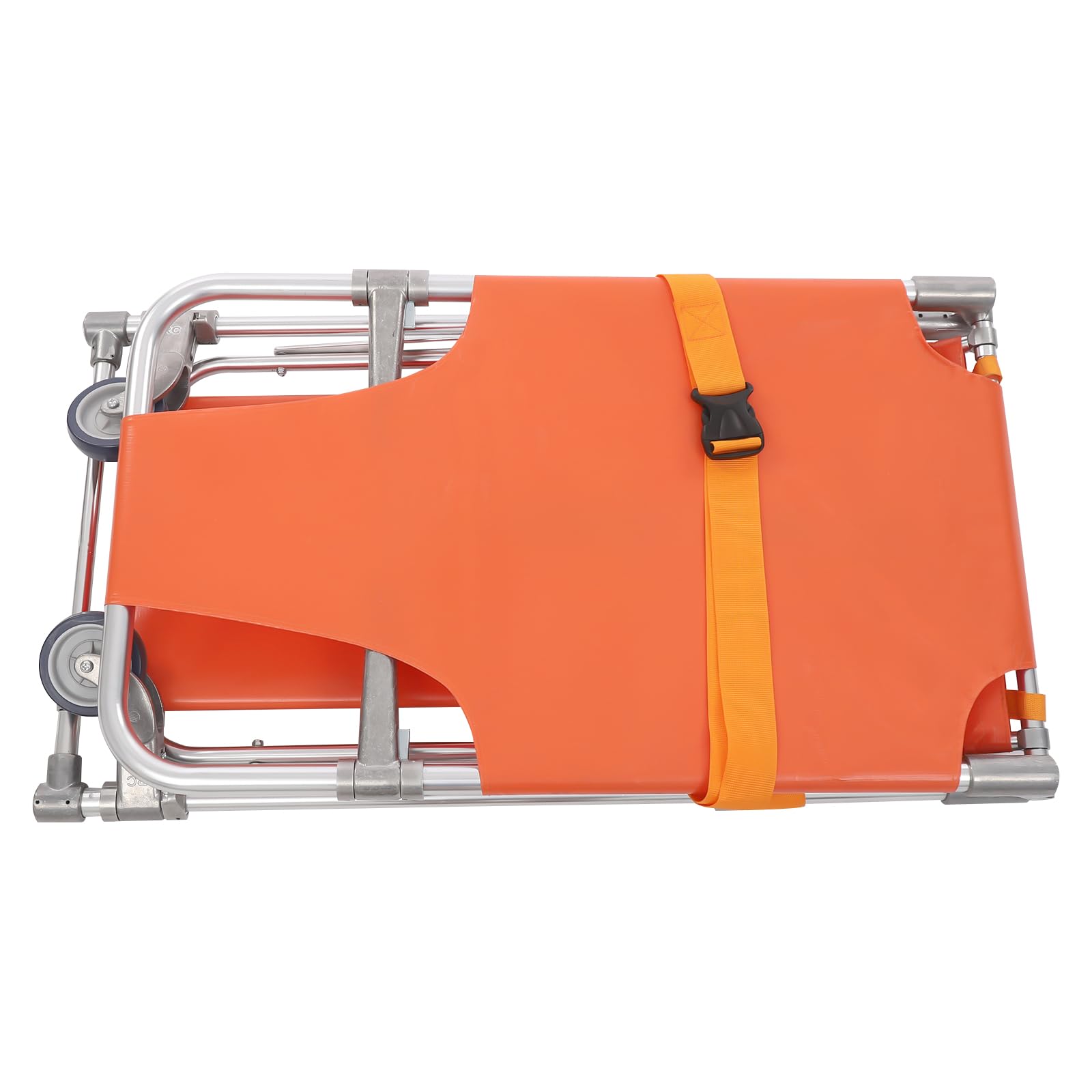 Camilla plegable para escaleras de hasta 160 kg, portapacientes de aluminio, 8 kg, plegable, con cinturones de seguridad y 2 ruedas, transportador de primeros auxilios profesional
