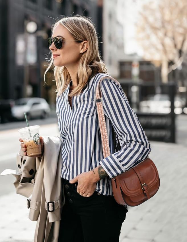 AFKOMST Crossbody Bags for Women,Small Saddle Purse and Boho Cross Body Handbags,Vegan Leather - Image 3