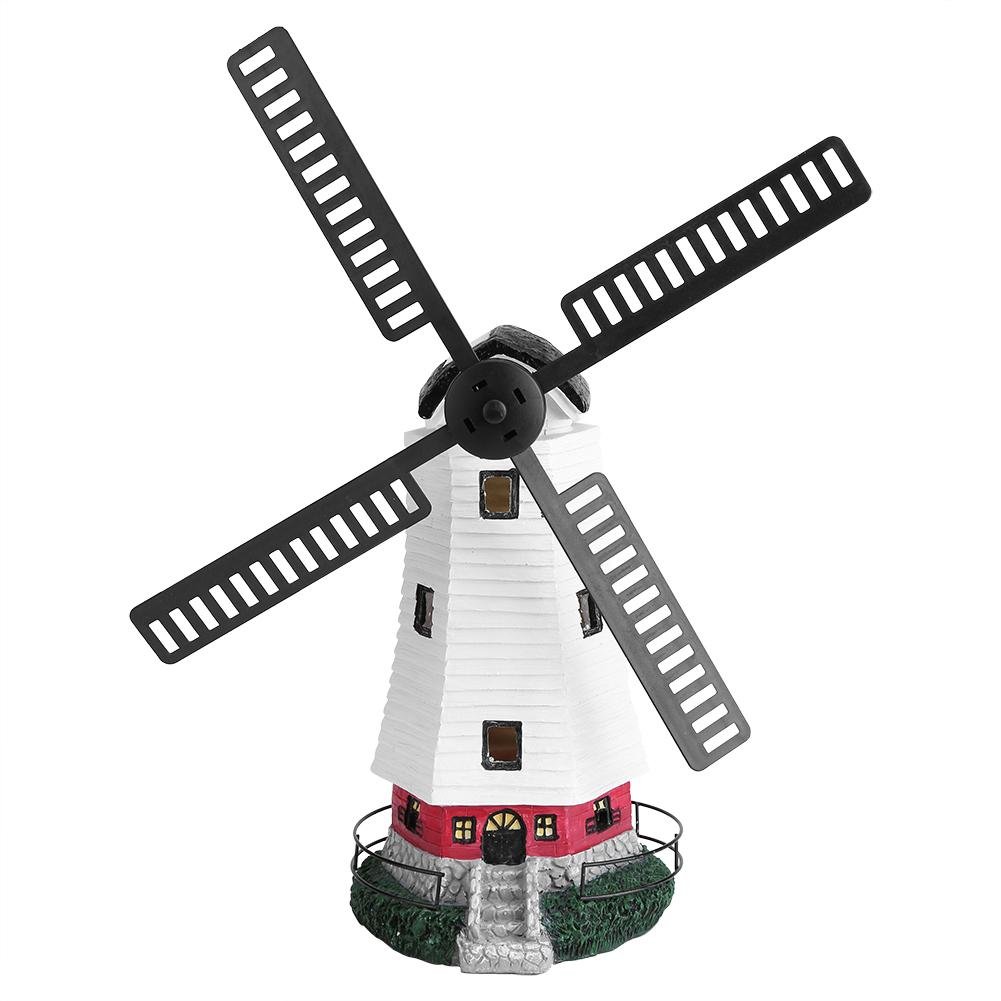Walfront Wireless Solar Windmill Powered Lighthouse Rotating Garden Light House Decoration Decoration