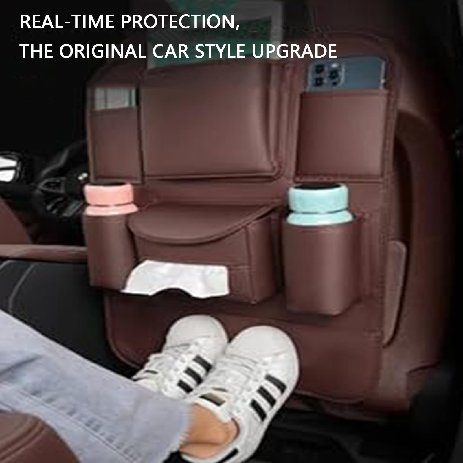 per Citroen DS3 C5 C3 C2 C4 C6, Organizzatore Sedile Auto Protezione Schienale in Pu Impermeabile 6 Multifunzione Universale Tasche Tutte Le Auto,Black