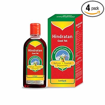Leeford Hindratan Cool Hair Oil, Combo Pack of 4 (100ml) ? for All Hair Types|Rich blend of Nine Ayurvedic Herbs for Relaxes & Refreshes Mind|Helps to Relieves Dandruff & Provides Stronger, Healthier & Shiner Hair