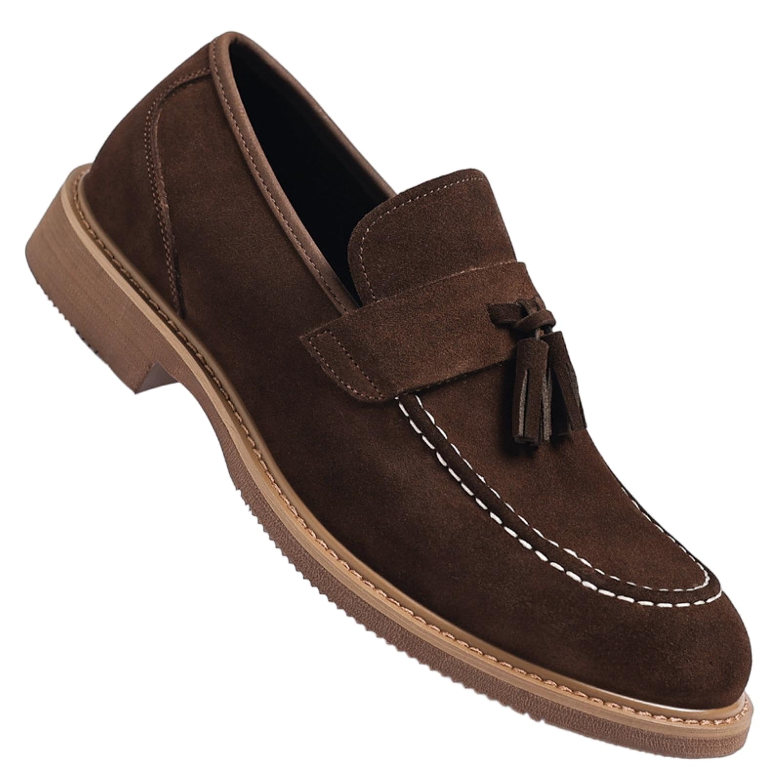 LKSCY - Mocasines de gamuza con borlas para hombre, sin cordones, puntera redonda, informales, transpirables, ligeros, cómodos, zapatos para caminar al aire libre