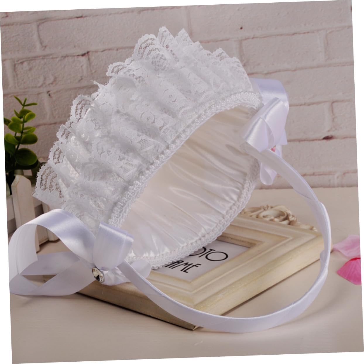 jojofuny 3pcs Wedding Flower Girl Basket Lace Ribbon Bowknot Ceremony Petal Holder for Weddings Parties and Special Events for Flower Girls and Decoration