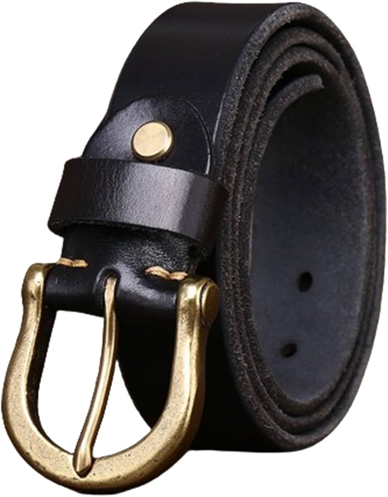 NALANY Full Grain Cow Leather Belt with Anti-Scratch Buckle,Real