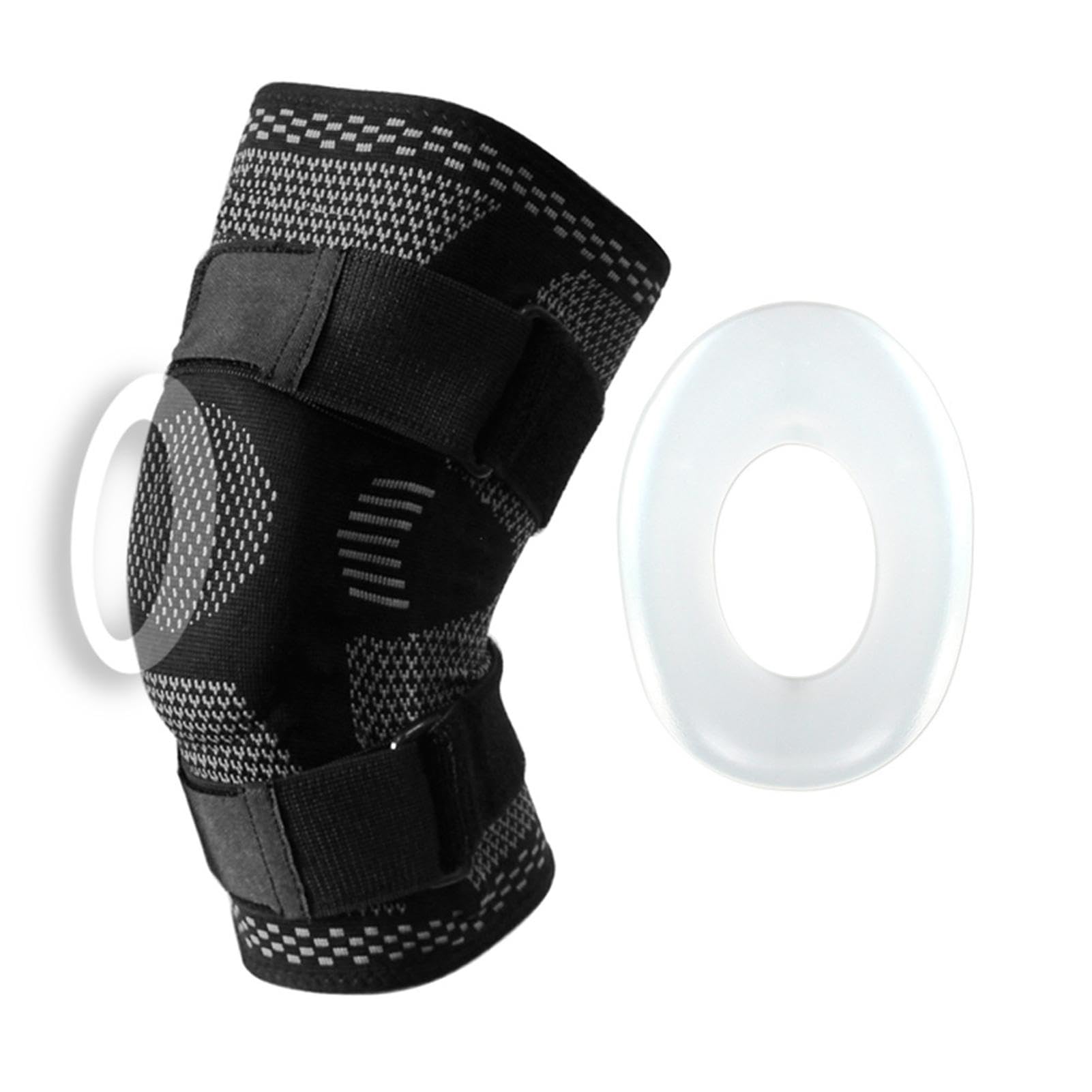 Generico Ginocchiere sportive, manica a compressione per ginocchio,Bretelle protettive imbottite per ginocchia e gambe traspiranti e imbottite - 1 paio di ginocchiere sportive elastiche antiscivolo