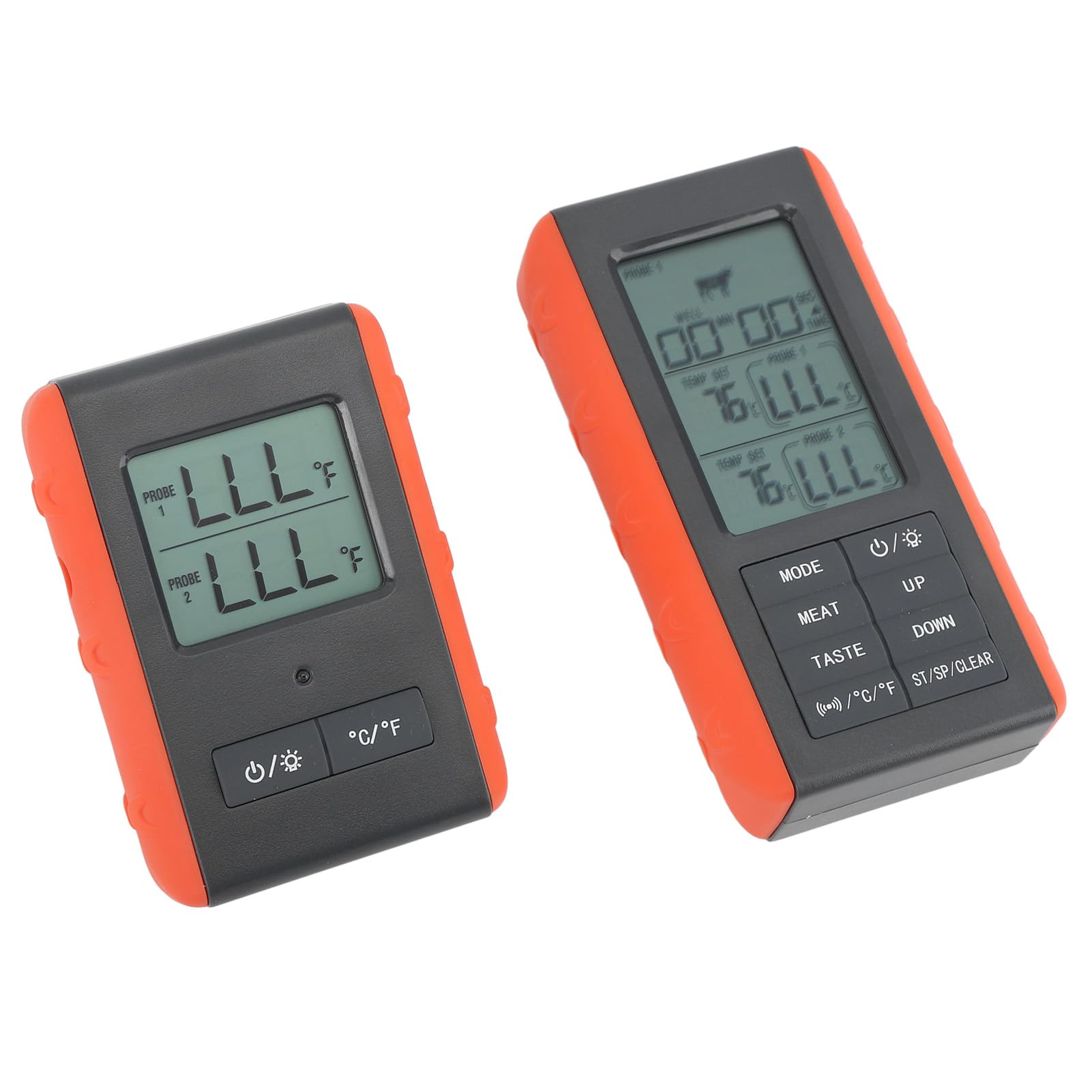 Termómetro inalámbrico para barbacoa con doble sonda para cocinar carne, alarma de temperatura, pantalla digital HTN
