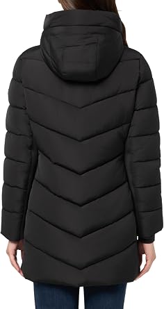 Calvin Klein Women's Casual Hooded Zip Front Puffer Long Sleeve Coat Jacket (pack of 1)