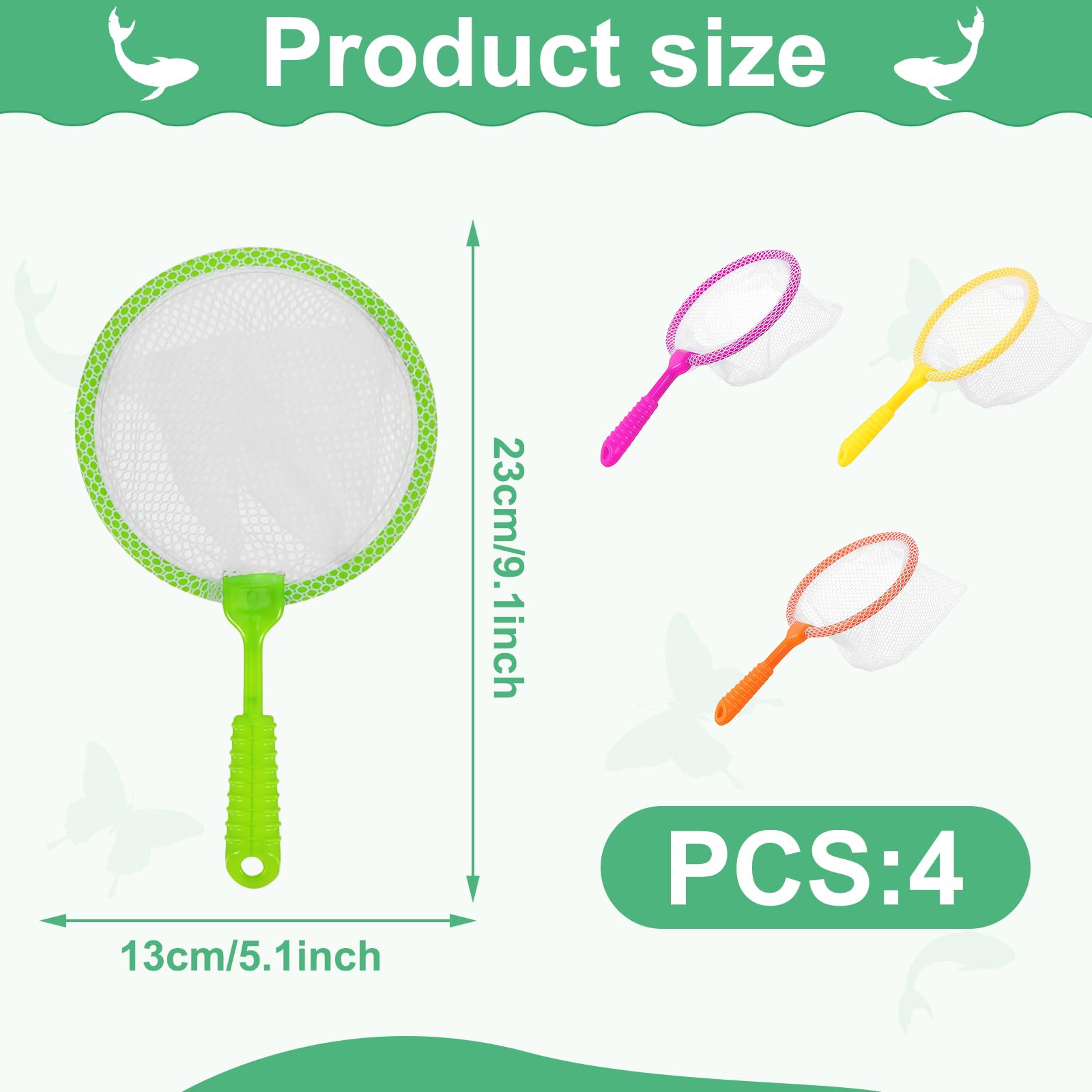 Debbery 4PCS Kids Fishing Net, Butterfly Net, Plastic Fishing Nets for Kids Outdoor Early Education Tools - Image 3