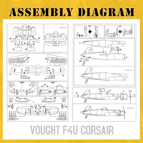 Miniatura 6 de ViiKONDO 148 WWII US Vought F4U Corsair Fighter American Aircraft Militar Warplane Model Kit de construcción DIY Asamblea Jet Toy Avión (01)