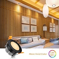 Vista 4 de LEDLightsWorld Iluminación empotrable LED de 2 pulgadas, regulable, downlight, 3 W (equivalente a 35 W), luz blanca cálida de 3000 K, luz LED