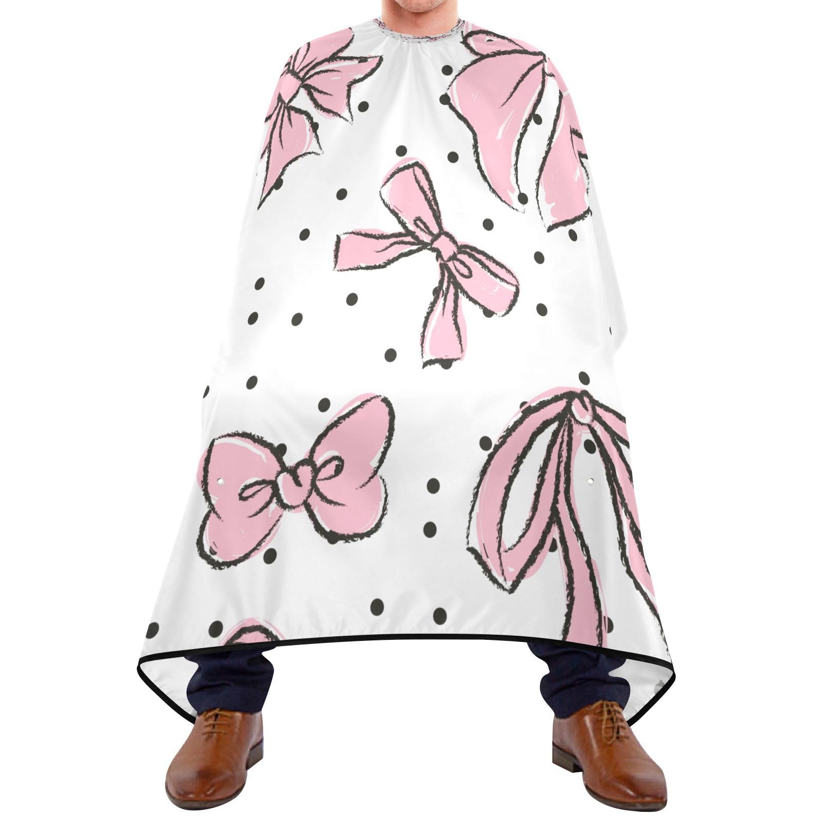 PaChyLuu Bow Pink Professional Barber Cape Waterproof Hair Cutting Salon Cape with Adjustable Snap Closure for Men Women