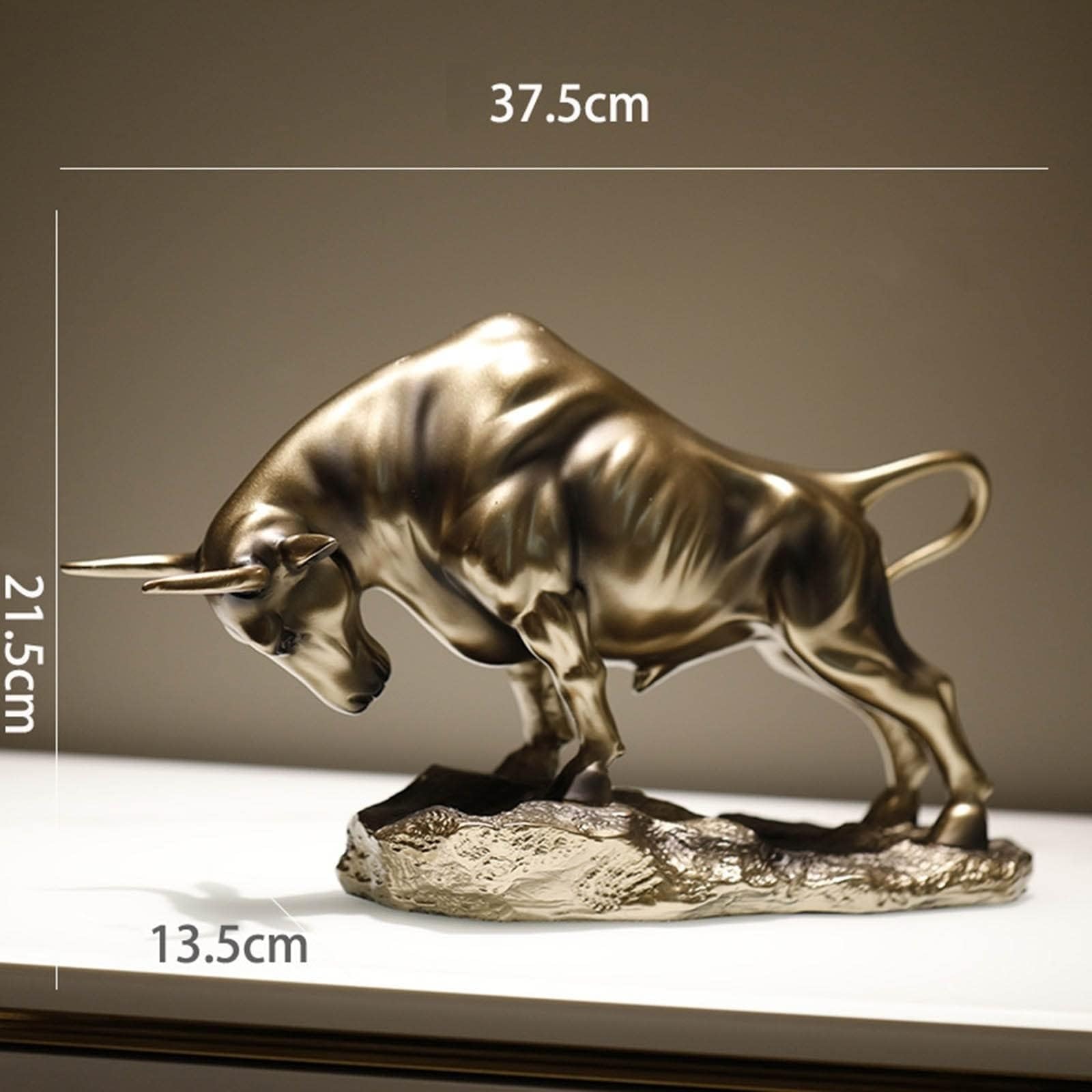 Statuette Statua Artistica In Bronzo Raffigurante Un Toro, Scultura Ornamentale In Resina, Statuetta Decorativa Da Scrivania, Bue Personalizzato, Decorazione Per Ufficio Regalo Artigianale(A)