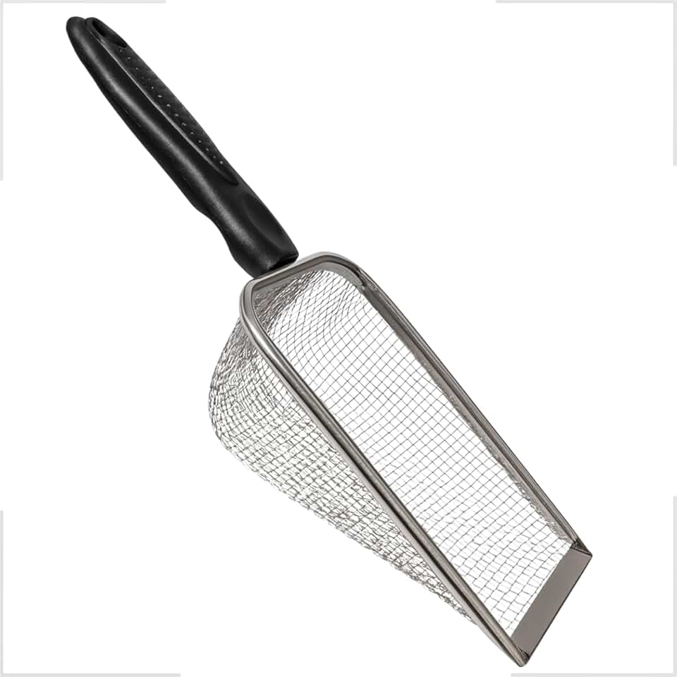 Peneira Higiênica De Aço Inox Para Caixa De Areia De Gatos Reutilizável Cor Prateado