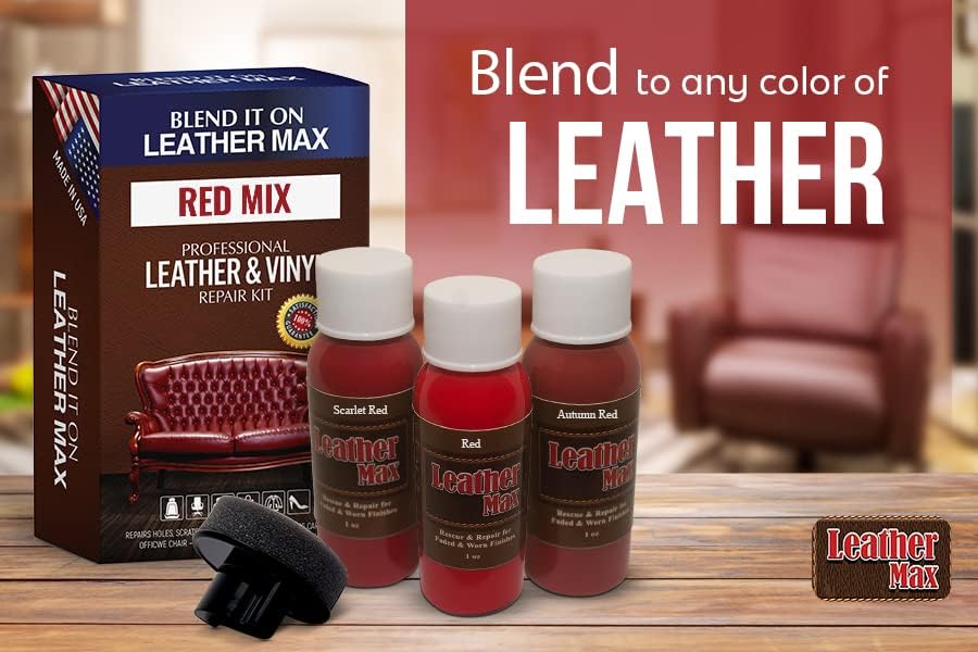 Leather Max Quick Blend Refinish and Repair Kit, Restore Couches, Recolor Furniture & Repair Car Seats, Jackets, Sofa, Boots / 3 Color Shades to Blend with/Leather Vinyl Bonded and More (Red Mix) - Image 5