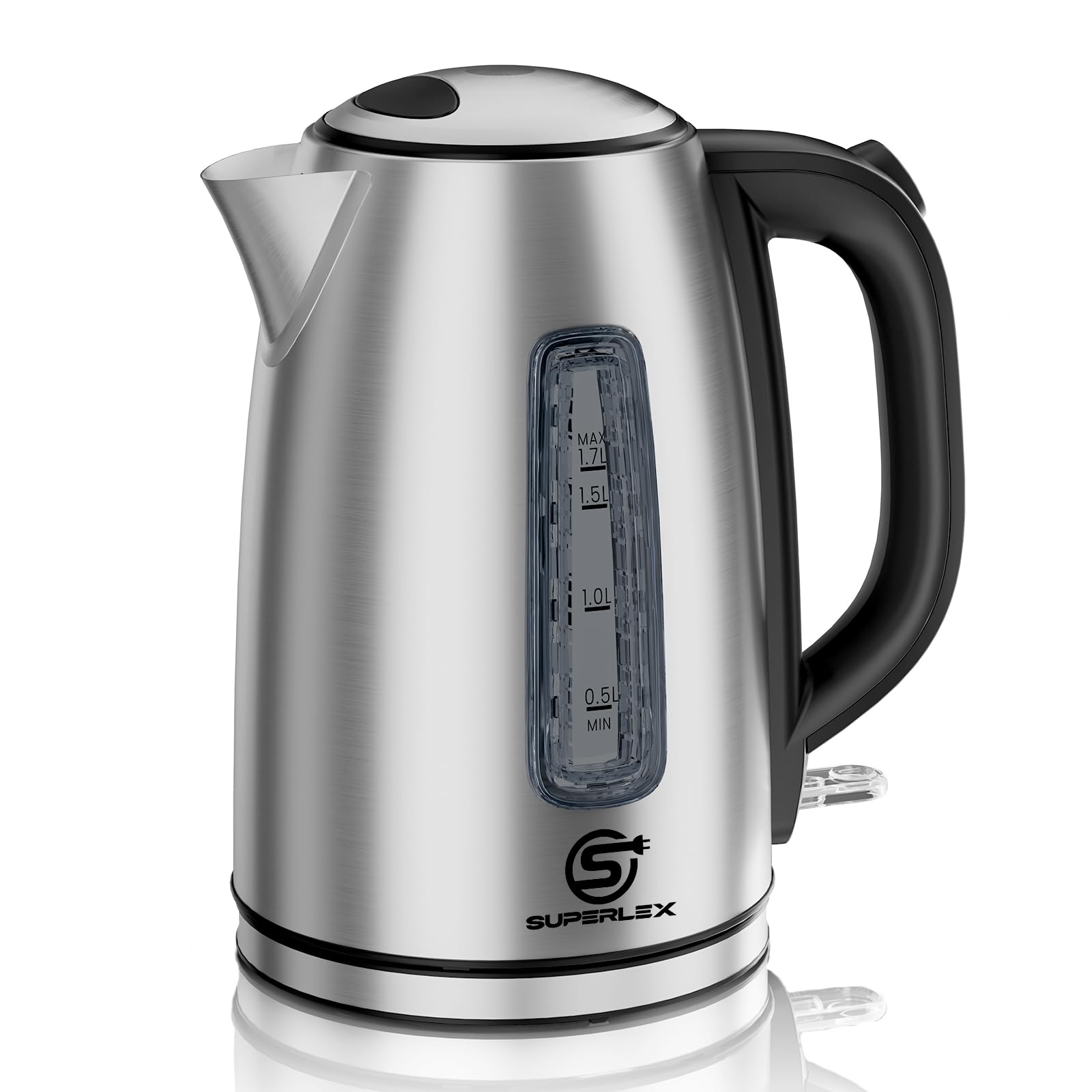 Hervidor de agua eléctrico de acero inoxidable 1,7 L 2200W con control Strix función de ebullición rápida tapa automática filtro extraíble con indicador de temperatura