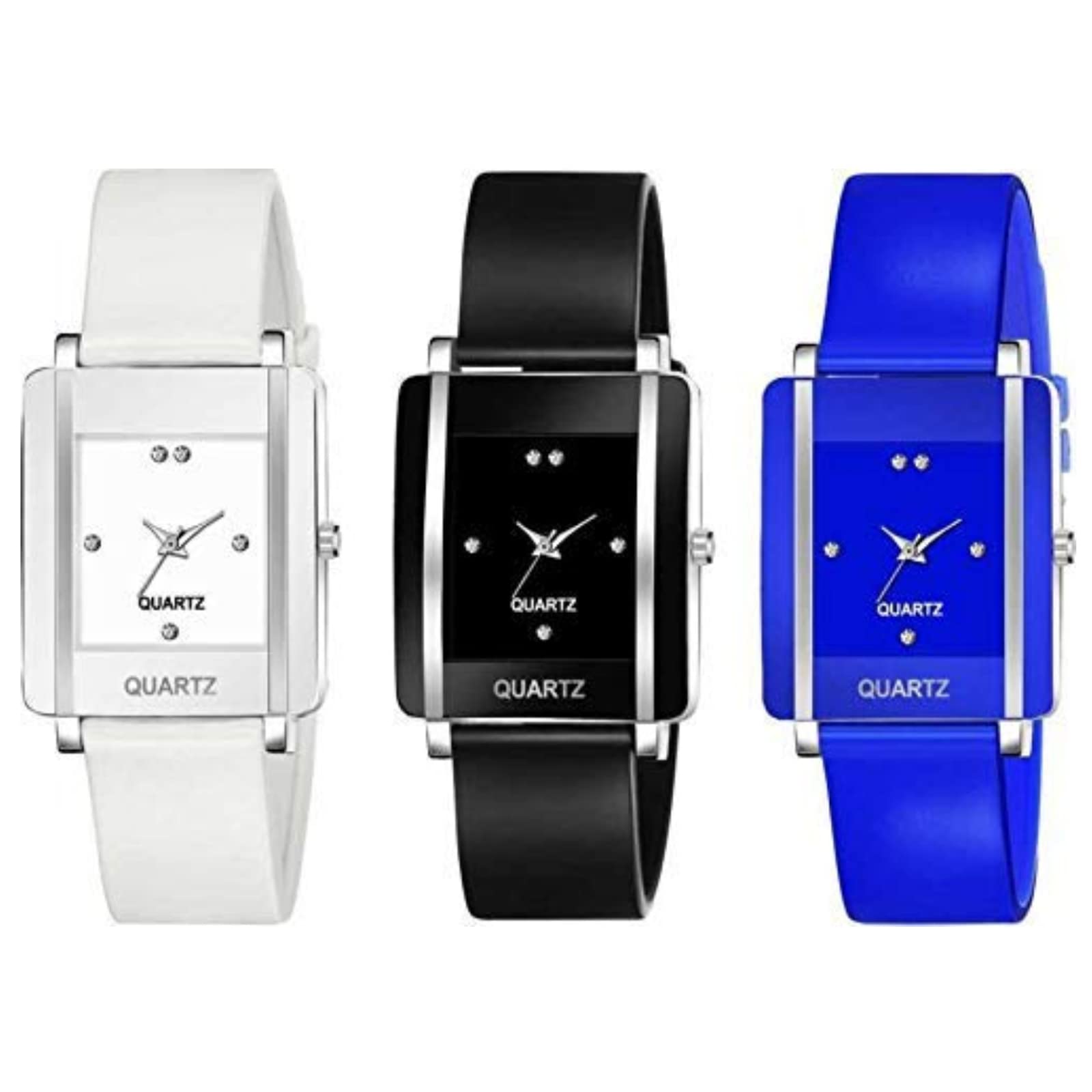 SBA PRIME Fashion Rectangular Dial Analogue Multicolor Dial Rubber Strip Womens & Girls Watches Combo (Pack of 3) (White,Black,Blue) (B0BNQY9147) Amazon Price History, Amazon Price Tracker