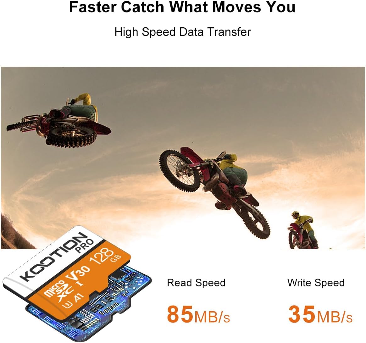 KOOTION 128GB Micro SD Card 2 Pack Micro SDXC UHS-I High Speed up to 90MB/s TF Card 128GB Card Memory U3,A1,V30, Full HD Video for Drone/Smartphone/Camera/Dash Cam/PC/Tablet - Image 3