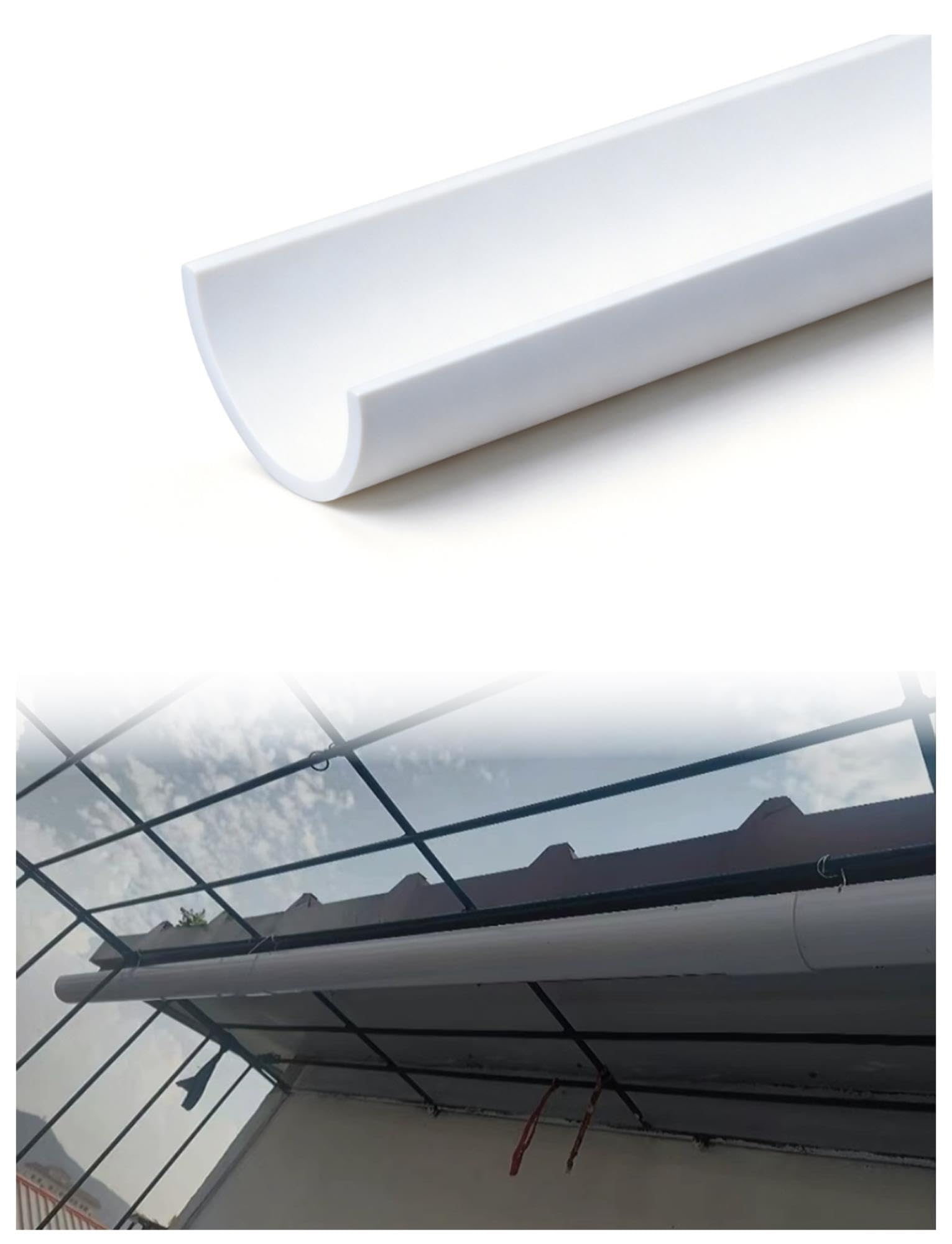 Canal PVC semicircular 100cm de longitud para tejados y drenaje DIY