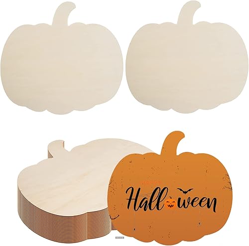 12 piezas de recortes de calabaza de madera grandes en blanco con forma de calabaza recortada de madera sin terminar manualidades de madera para