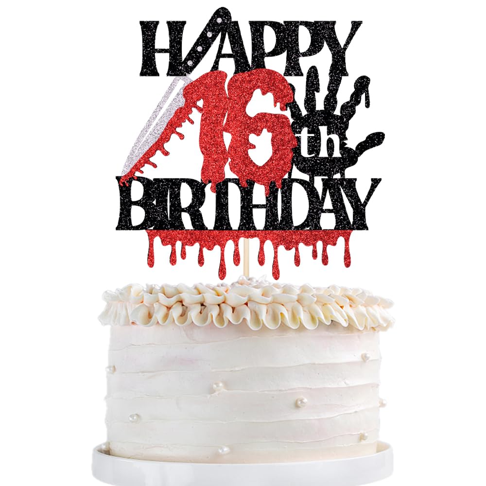 Décorations Gâteau 'Have A Killer Birthday' Halloween – Topper Pailleté 15x11cm, Thème Horreur