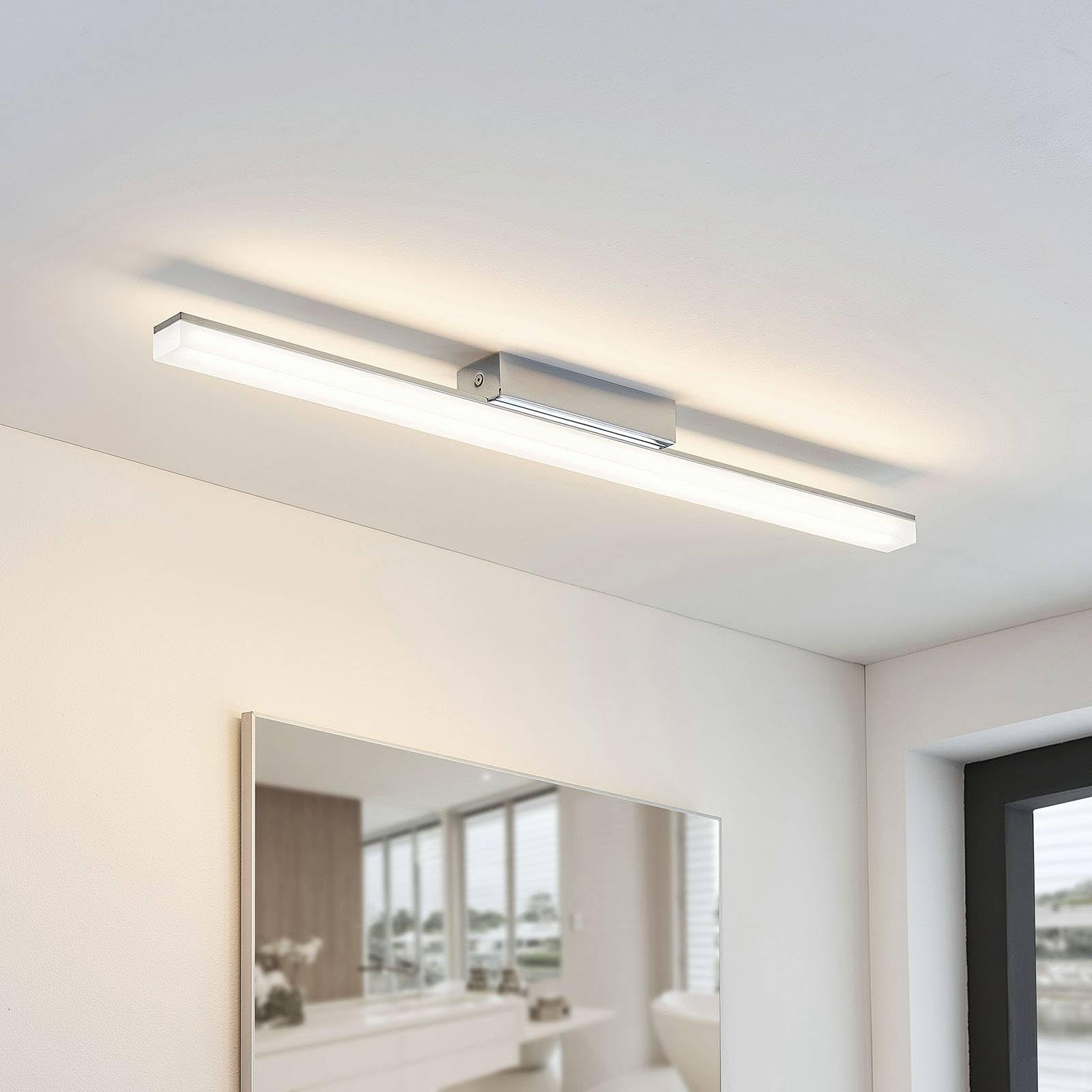 Lindby Bombillas LED lámpara de techo en blanco, cromo, plafón | lámpara de salón, moderno, 3000 k blanco cálido, angular para cuarto de baño