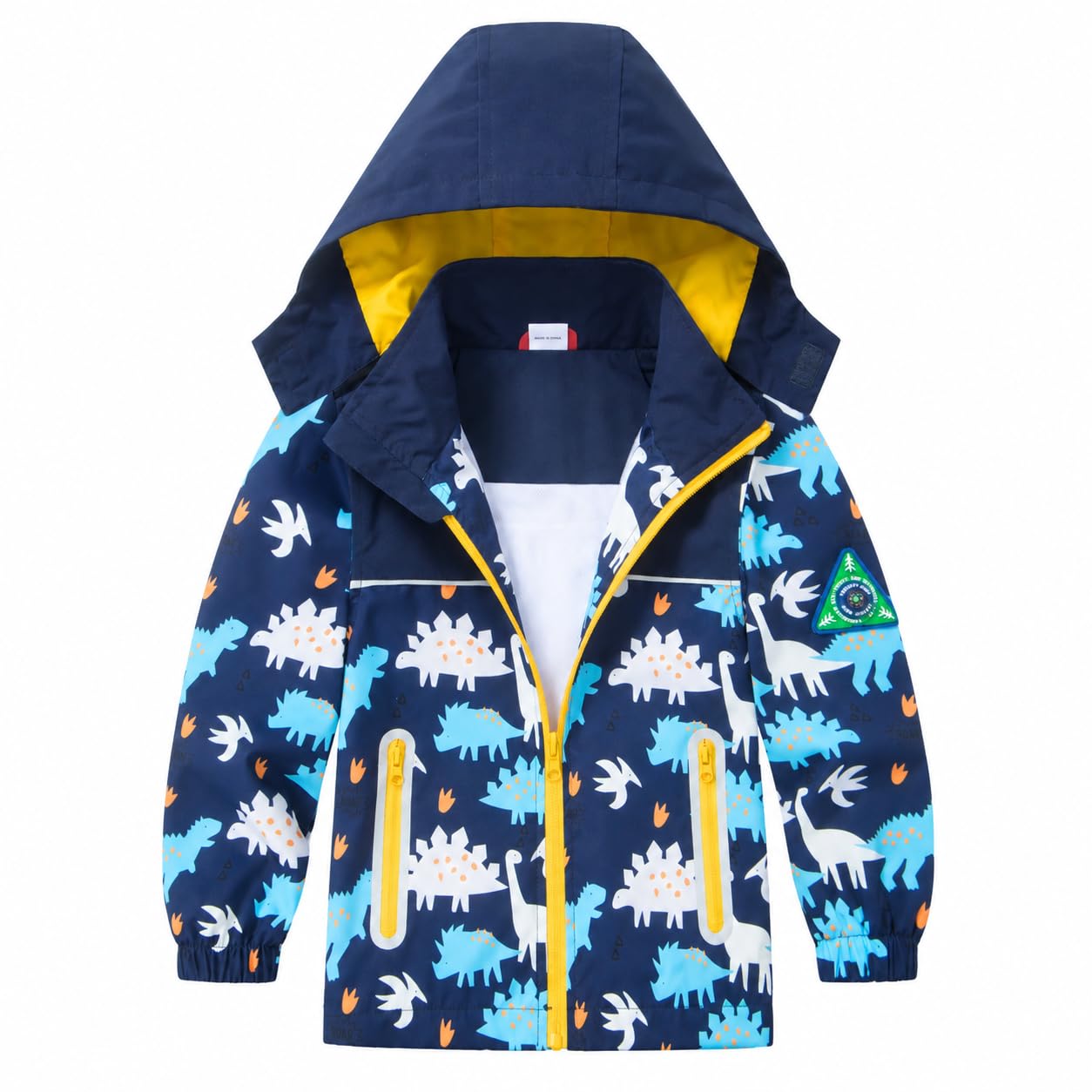 Boys Rain Jacket with Detachable Hood Lightweight Raincoats for Kids