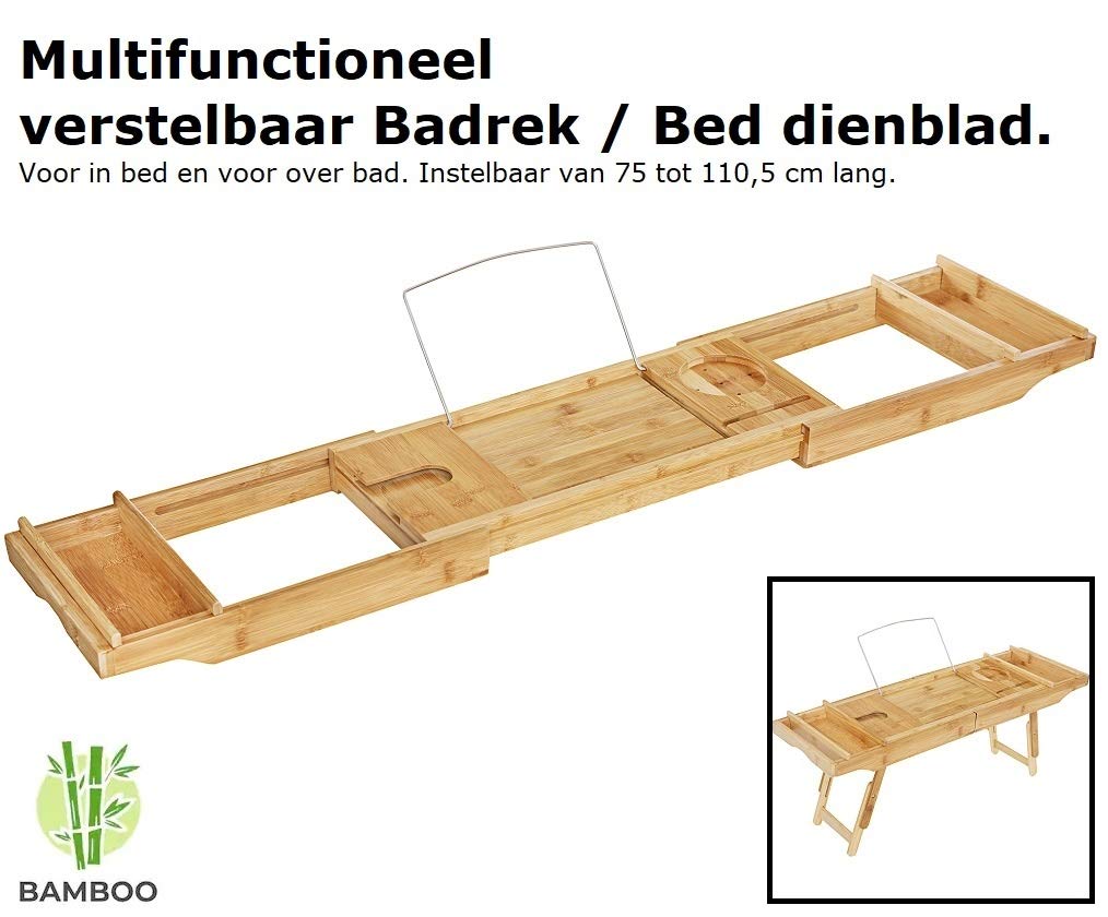 Decopatent 2 in 1 - Badewannenablage & Frühstückstablett mit Stützen - aus Bambus Holz/Badewannentablett/Badewannentisch/Betttablett mit ausklappbaren Beinen