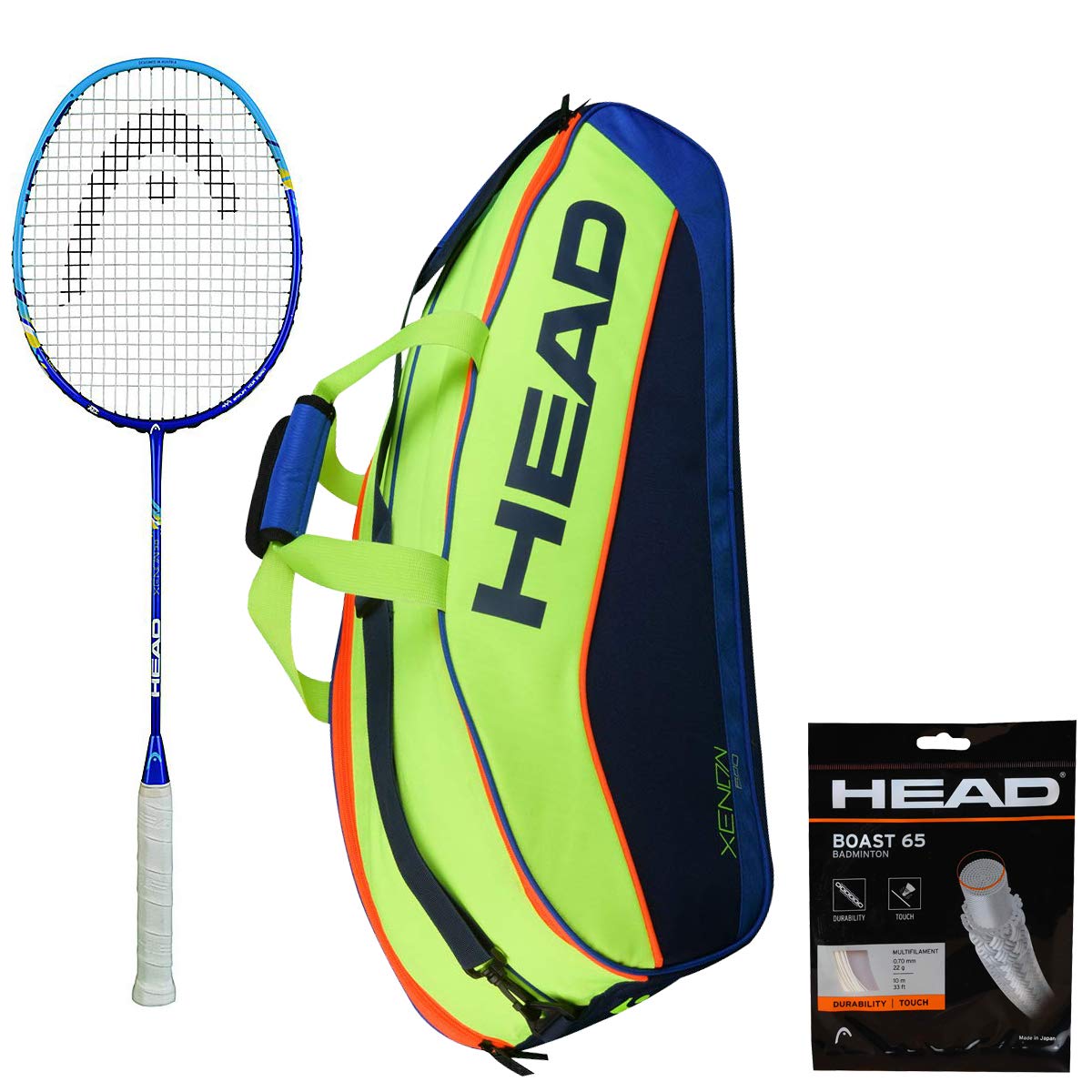 HEAD XENON 3.0 BADMINTON RACKET WITH KITBAG XENON 600 AND BOAST 65 BADMINTON STRING WHITE-image-12