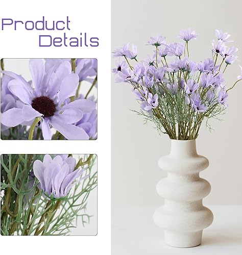 Miniatura 5 de Ramas de margaritas artificiales de seda, 12 unidades, flores silvestres falsas con tallos de margarita sintética, arbustos vegetales, arreglos de