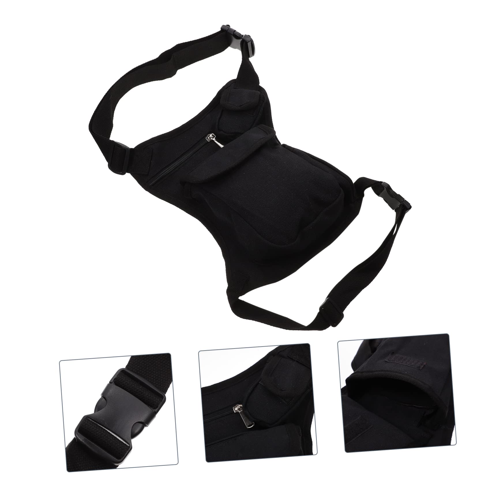 Riñonera Pierna Hombre de Lona Negra, Cómoda y Multi-Funcional para Actividades al Aire Libre y Aventura