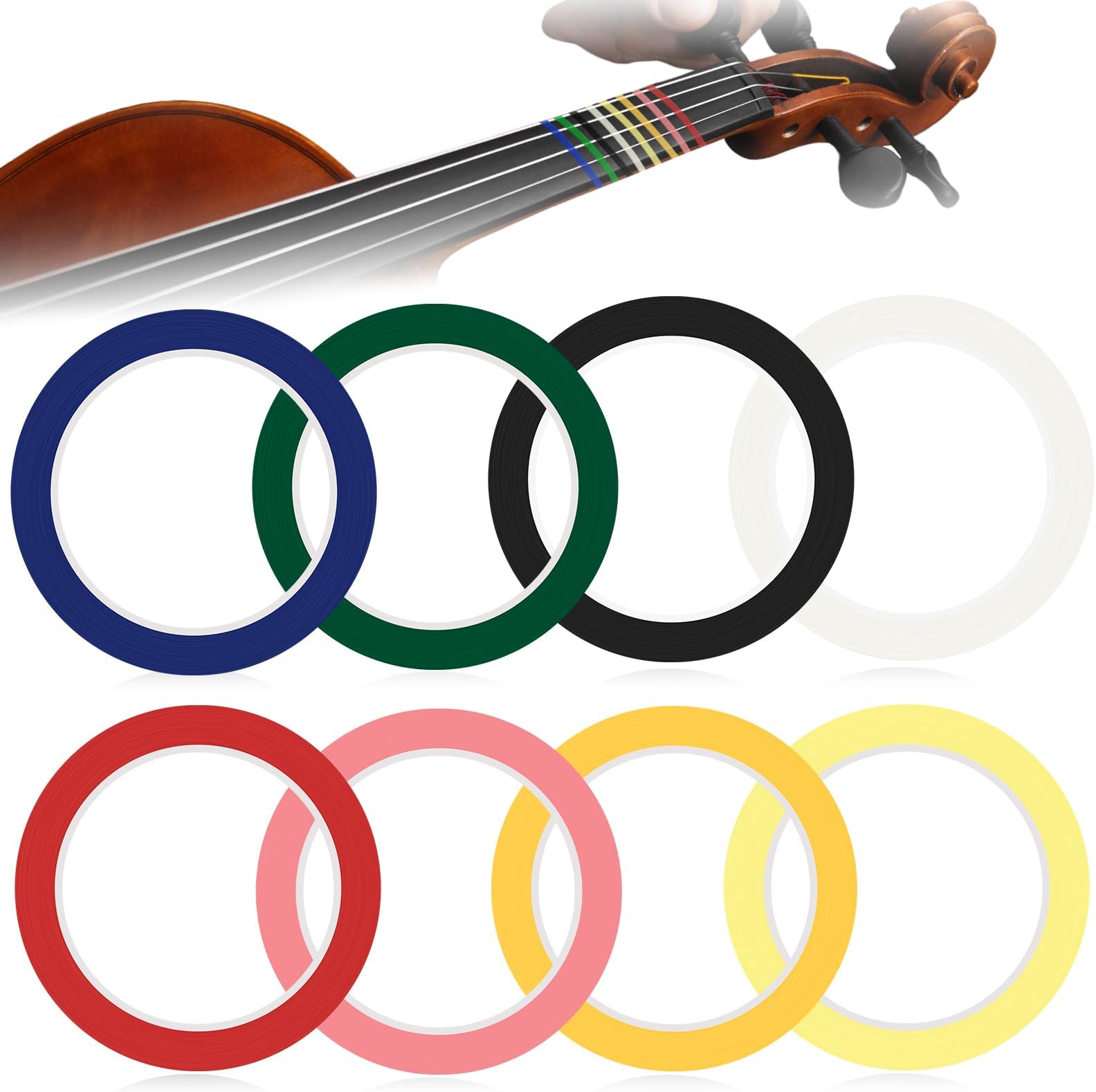 2 Rolls Violin Tape Fingerboard, 216 ft/66m Cello Tape Instrument Fingering Tape