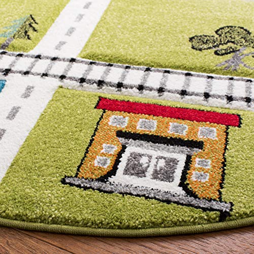 Tapete redondo SAFAVIEH 4' verde ecru para niños miniatura 6