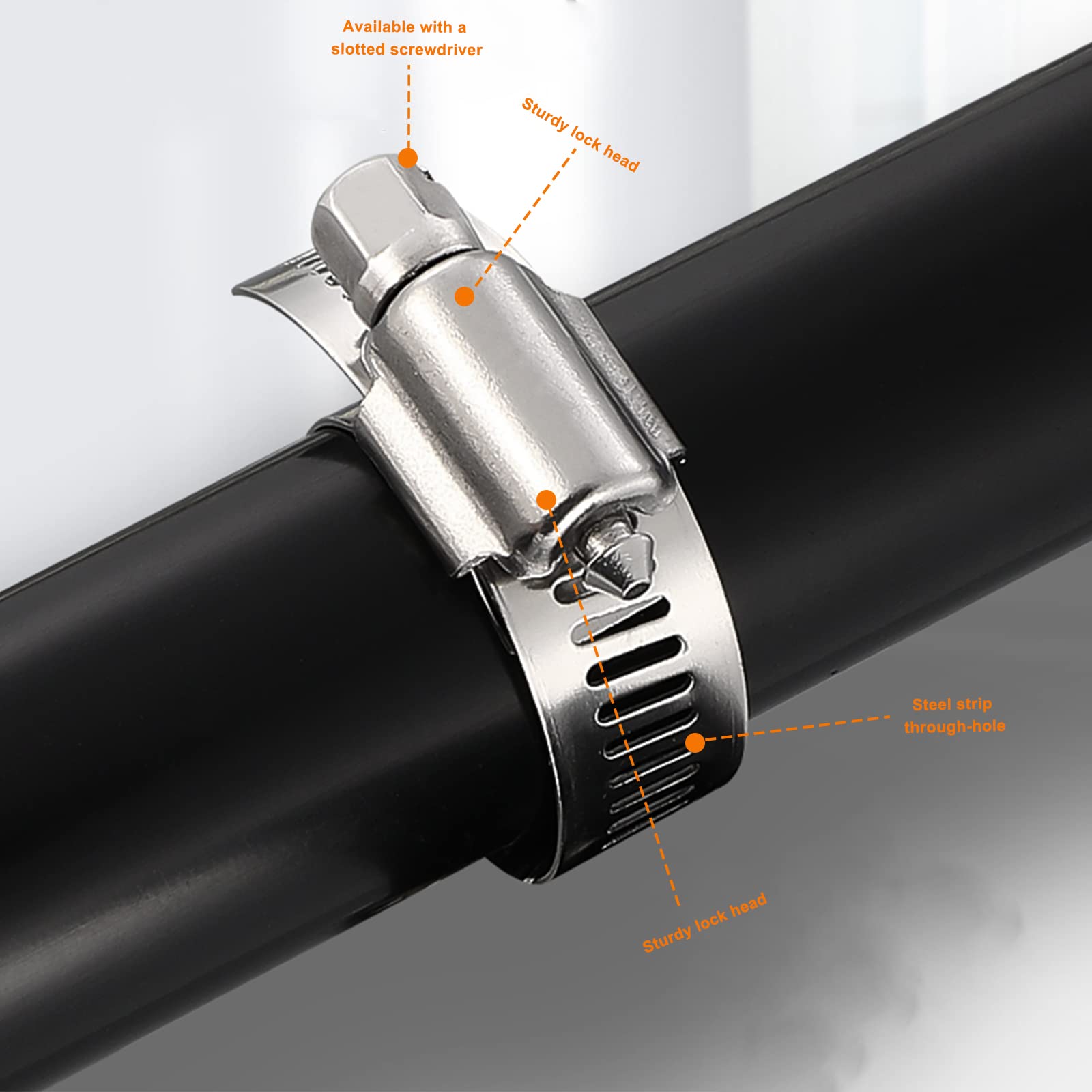 100 Colliers De Serrage Inox 304 - 13-19mm Ajustables - Pour Tuyaux, Durites, Automobiles