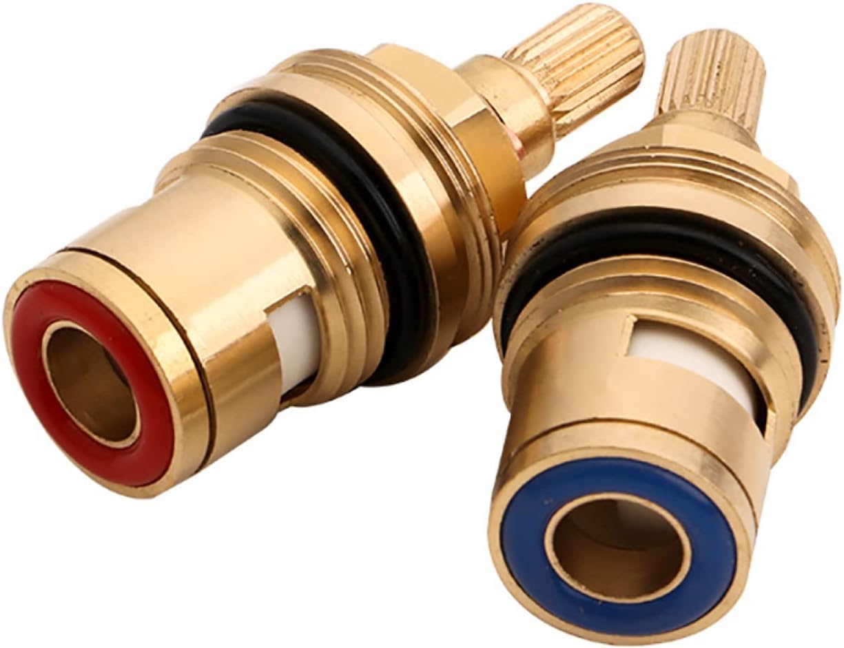Ykmyxz Red+Blue Tap Cartridge， Disc Cartridge Ceramic Tap Valve Quarter Turn 1/2" 20 Spline(Red+Blue)