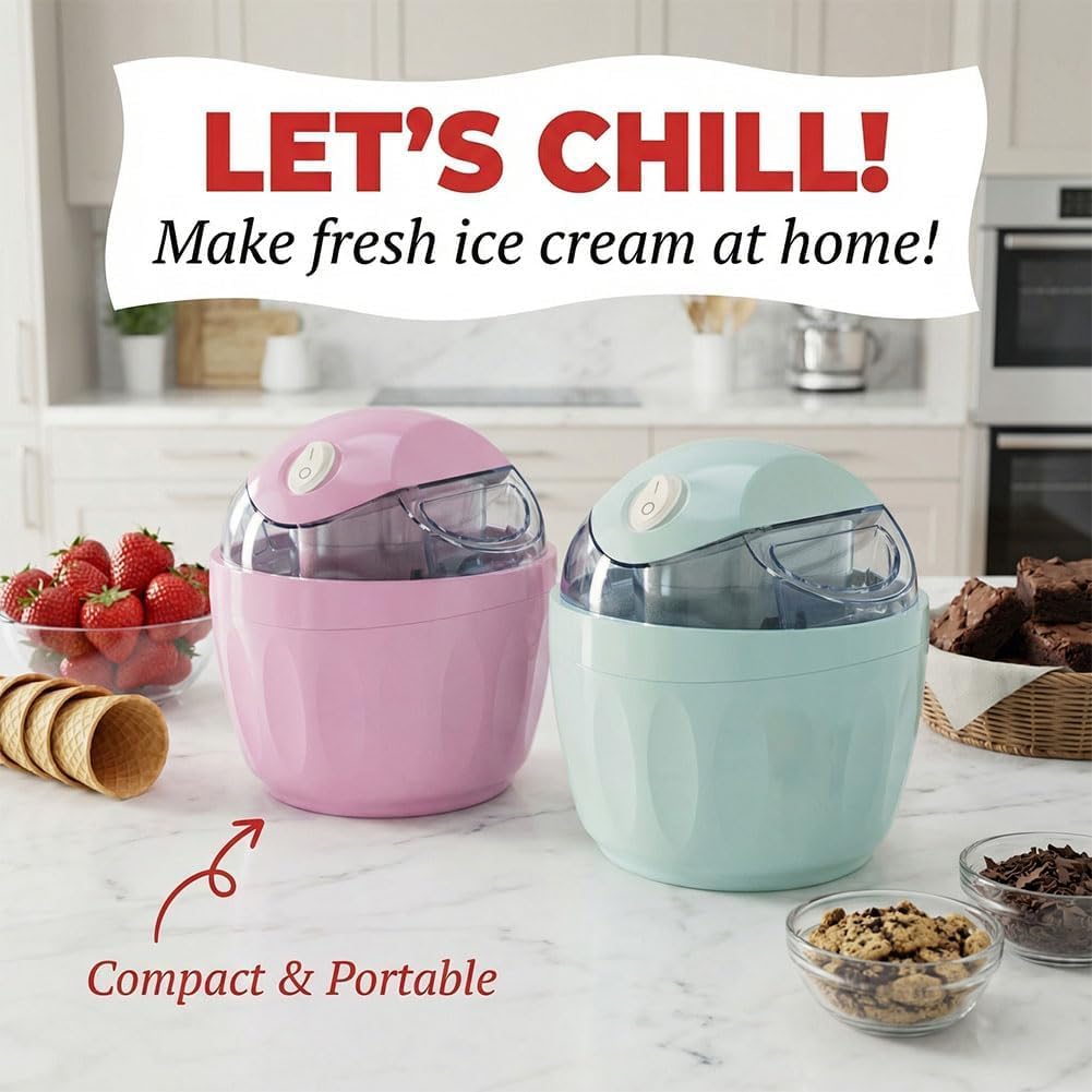 Kleine Mini-eismaschine Für Zuhause, Schnelle Zubereitung Von Eiscreme In Nur 15 Minuten Mit Ein-knopf-bedienung, Ideal Für Die Zubereitung Von Gelato, Gefrorenen Leckereien Und Sorbet Für Die