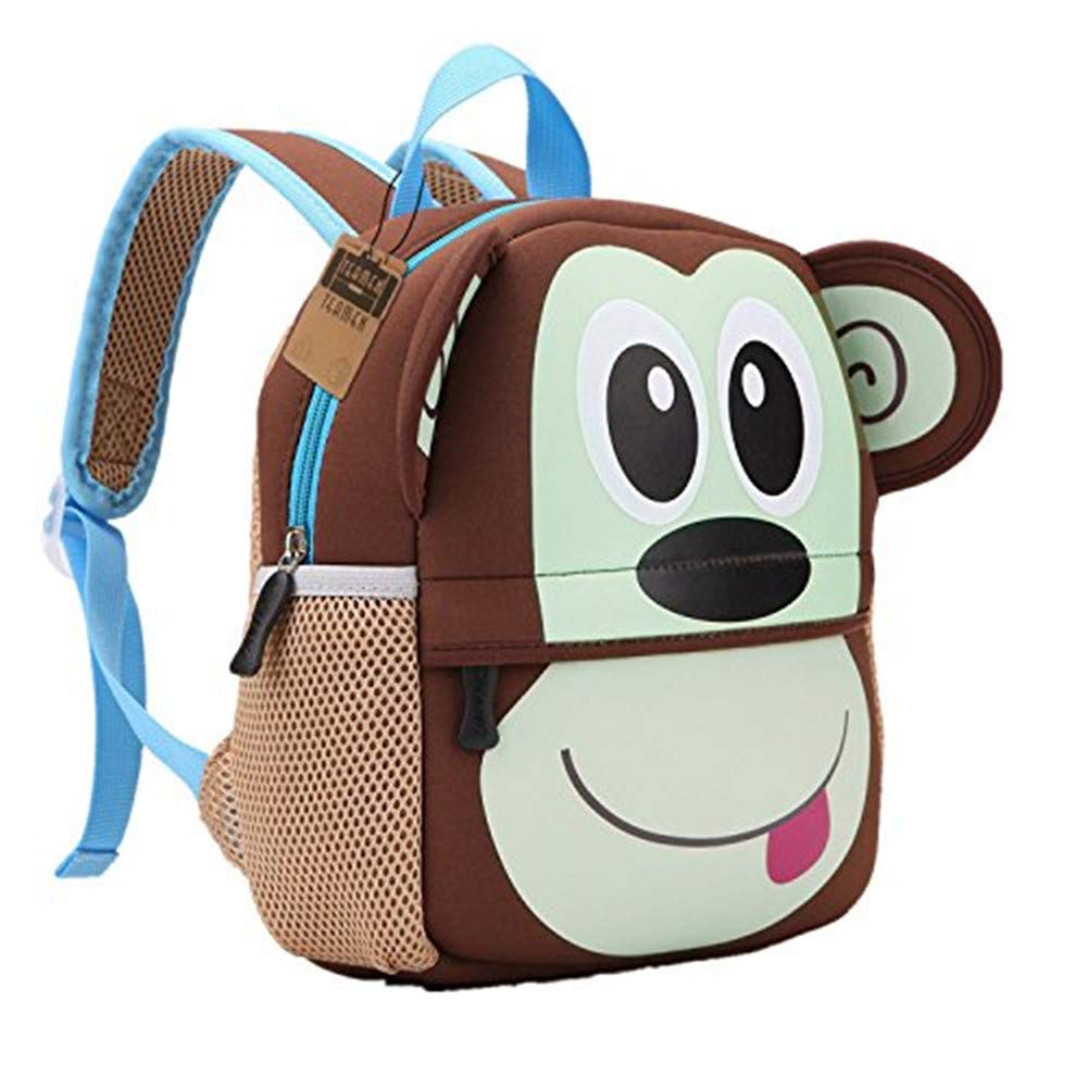 TEAMEN Mochila para niños, Animal Mochila Escolar Toddler Kids Mochila Escolar para niños pequeños, Mochila para 3-5 años (Mono)